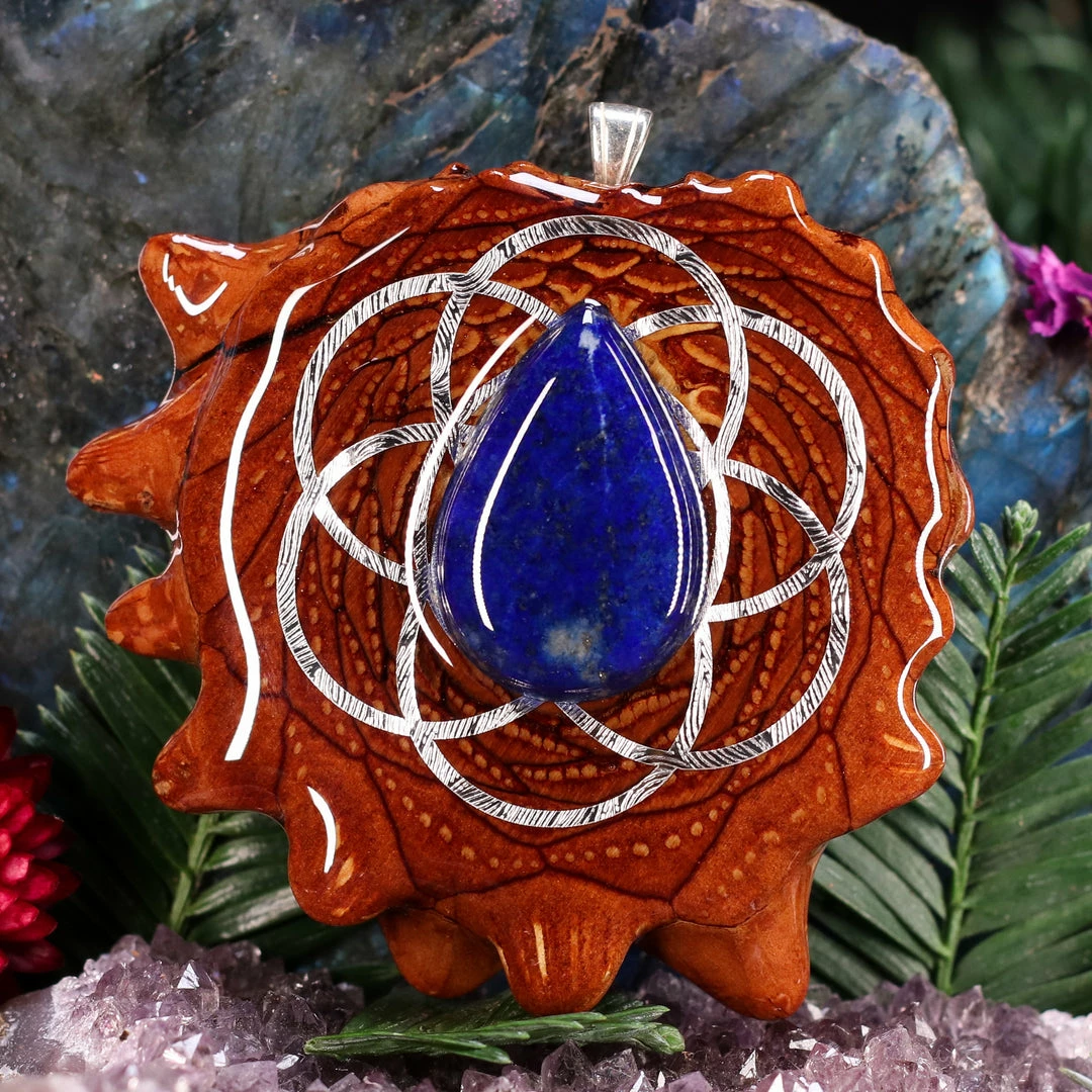 TEP Lapis Lazuli With Silver Seed Of Life 3 TEP Lapis Lazuli With Silver Seed Of Life