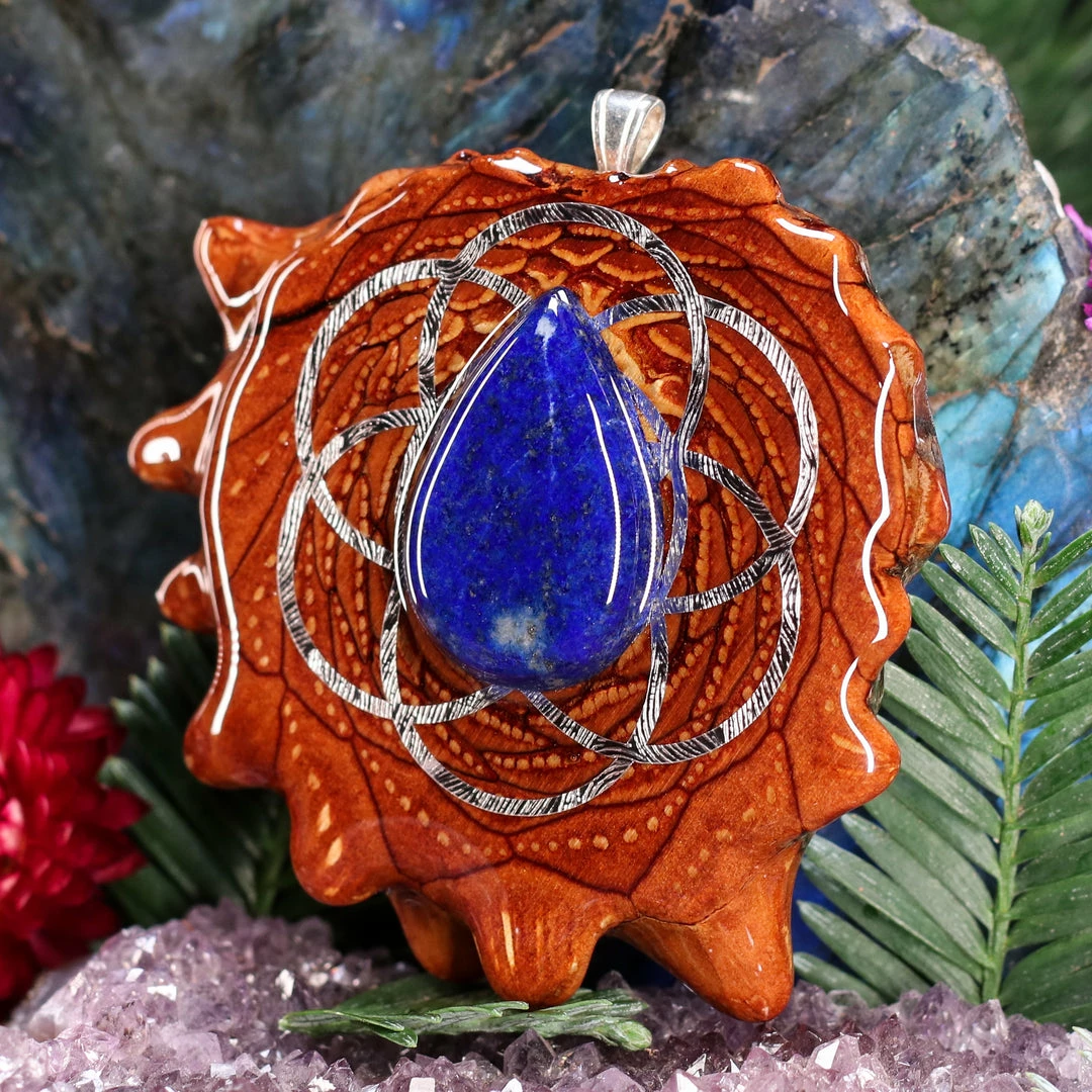 TEP Lapis Lazuli With Silver Seed Of Life 4 TEP Lapis Lazuli With Silver Seed Of Life