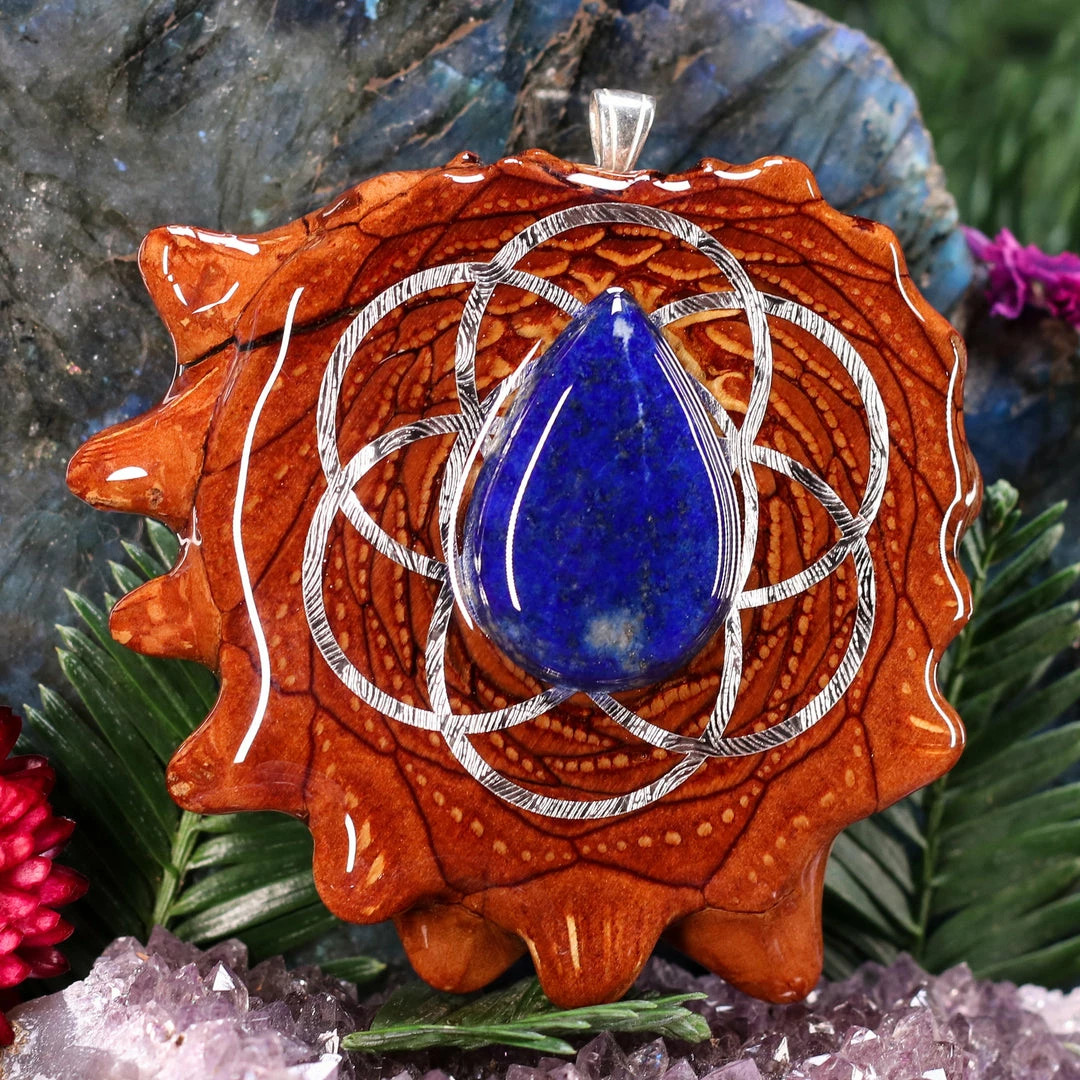 TEP Lapis Lazuli With Silver Seed Of Life 5 TEP Lapis Lazuli With Silver Seed Of Life