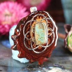 TEP Turquoise In The Matrix With Silver Seed Of Life Pendants