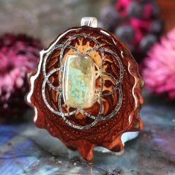 TEP Turquoise In The Matrix With Silver Seed Of Life Pendants