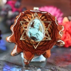 TEP Turquoise With Gold Merkaba Pendants
