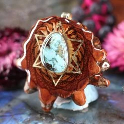 TEP Turquoise With Gold Merkaba Pendants
