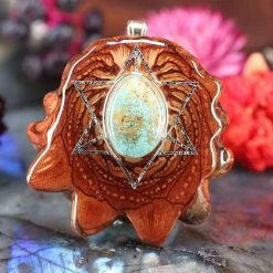TEP Turquoise With Silver Merkaba Pendants