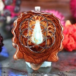 TEP Turquoise In The Matrix With Silver Seed Of Life Pendants