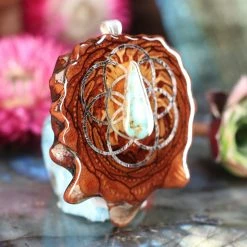 TEP Turquoise In The Matrix With Silver Seed Of Life Pendants