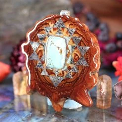 TEP Turquoise With Silver Sri Yantra Pendants