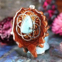 TEP Pendants Turquoise With Silver Seed Of Life 7 TEP Pendants Turquoise With Silver Seed Of Life