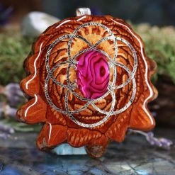 TEP Pink Paua Shell With Silver Seed Of Life Pendants