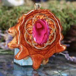 TEP Pink Paua Shell With Gold Seed Of Life