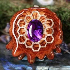 TEP Purple Paua Shell With Gold Honeycomb