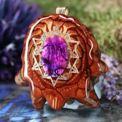 TEP Purple Paua Shell With Gold 64 Star Tetrahedron