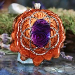 TEP Purple Paua Shell With Silver Seed Of Life Pendants