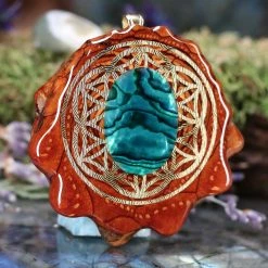 TEP Green Paua Shell With Gold Flower Of Life Pendants 7 TEP Green Paua Shell With Gold Flower Of Life Pendants
