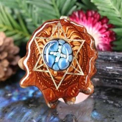 TEP Blue Phoenix Orchid Glass With Gold Merkaba Pendants