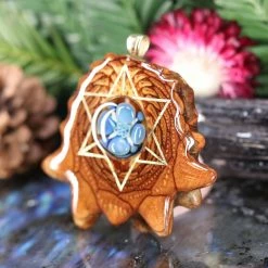 TEP Blue Phoenix Orchid Glass With Gold Merkaba And Back Om