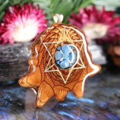 TEP Blue Phoenix Orchid Glass With Gold Merkaba And Back Om 7 TEP Blue Phoenix Orchid Glass With Gold Merkaba And Back Om