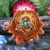 TEP Pendants Green Phoenix Orchid Glass With Gold Merkaba And Back Om