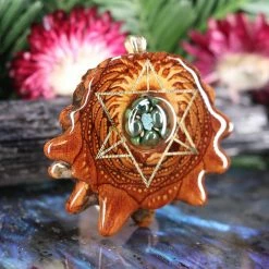 TEP Pendants Green Phoenix Orchid Glass With Gold Merkaba And Back Om 7 TEP Pendants Green Phoenix Orchid Glass With Gold Merkaba And Back Om