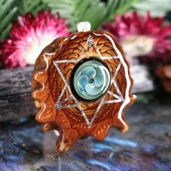 TEP Pendants Blue Fume Implosion Glass With Silver Merkaba