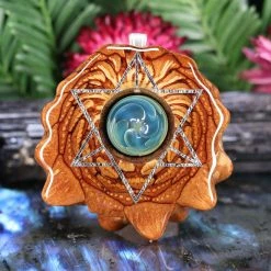 TEP Blue Fume Implosion Glass With Silver Merkaba Pendants