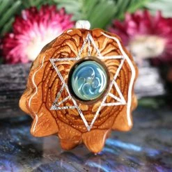 TEP Blue Fume Implosion Glass With Silver Merkaba Pendants