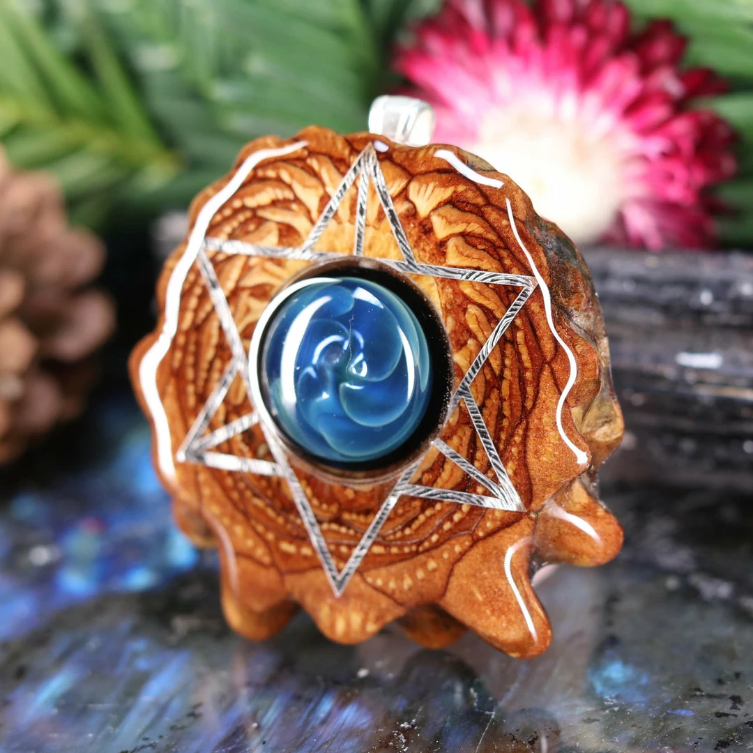 TEP Blue Fume Implosion Glass With Silver Merkaba 4 TEP Blue Fume Implosion Glass With Silver Merkaba