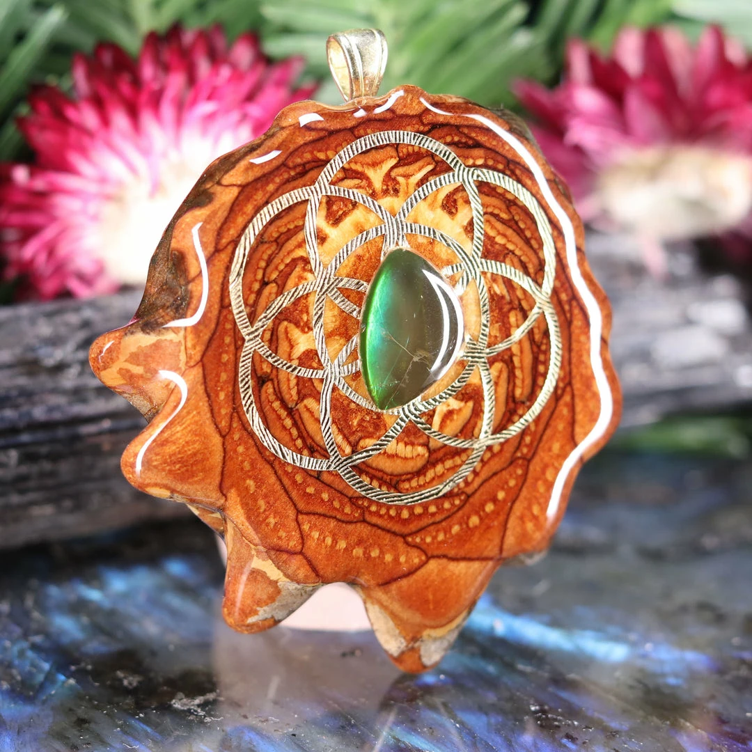 TEP Ammolite With Gold Seed Of Life 5 TEP Ammolite With Gold Seed Of Life