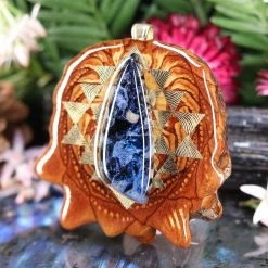 TEP Pendants Blue Pietersite With Gold Sri Yantra