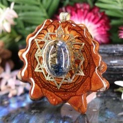 TEP Pendants Blue Pietersite With Gold 64 Star Tetrahedron