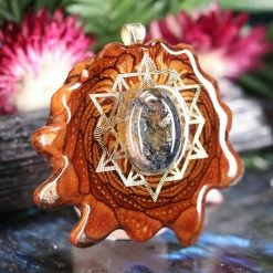 TEP Pendants Blue Pietersite With Gold 64 Star Tetrahedron