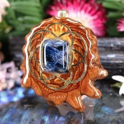 TEP Pendants Blue Pietersite With Gold Seed Of Life
