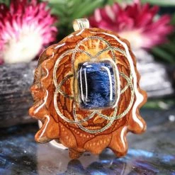 TEP Pendants Blue Pietersite With Gold Seed Of Life