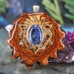 TEP Blue Kyanite With Gold 64 Star Tetrahedron Pendants