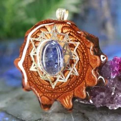 TEP Blue Kyanite With Gold 64 Star Tetrahedron Pendants