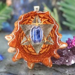 TEP Pendants Blue Kyanite With Gold Reverse Merkaba