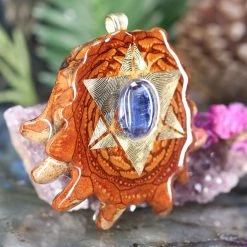 TEP Pendants Blue Kyanite With Gold Reverse Merkaba