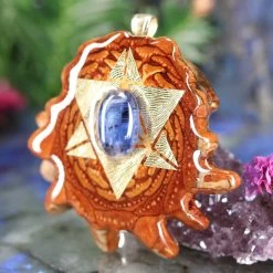 TEP Pendants Blue Kyanite With Gold Reverse Merkaba