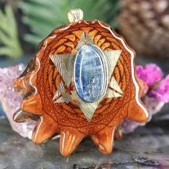 TEP Pendants Blue Kyanite With Gold Reverse Merkaba