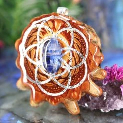 TEP Pendants Blue Kyanite With Silver Seed Of Life