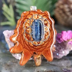 TEP Pendants Blue Kyanite With Silver Seed Of Life