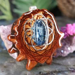 TEP Pendants Blue Kyanite With Silver Seed Of Life