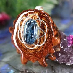 TEP Pendants Blue Kyanite With Silver Seed Of Life