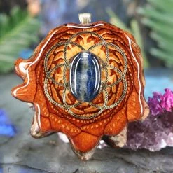 TEP Pendants Blue Kyanite With Gold Seed Of Life