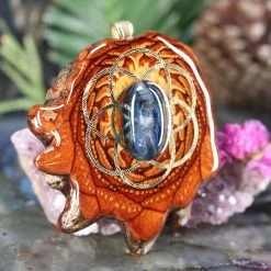 TEP Pendants Blue Kyanite With Gold Seed Of Life