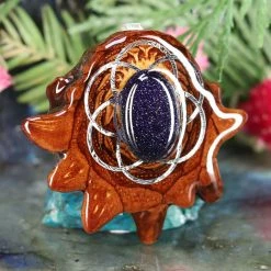 TEP Pendants Purple Goldstone With Silver Seed Of Life 7 TEP Pendants Purple Goldstone With Silver Seed Of Life