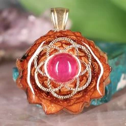TEP Pendants Ruby With Gold Seed Of Life