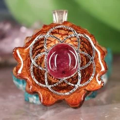 TEP Ruby With Silver Seed Of Life Pendants