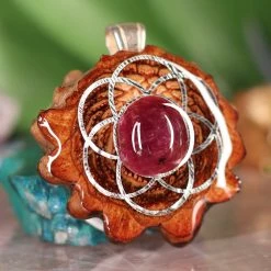 TEP Ruby With Silver Seed Of Life Pendants