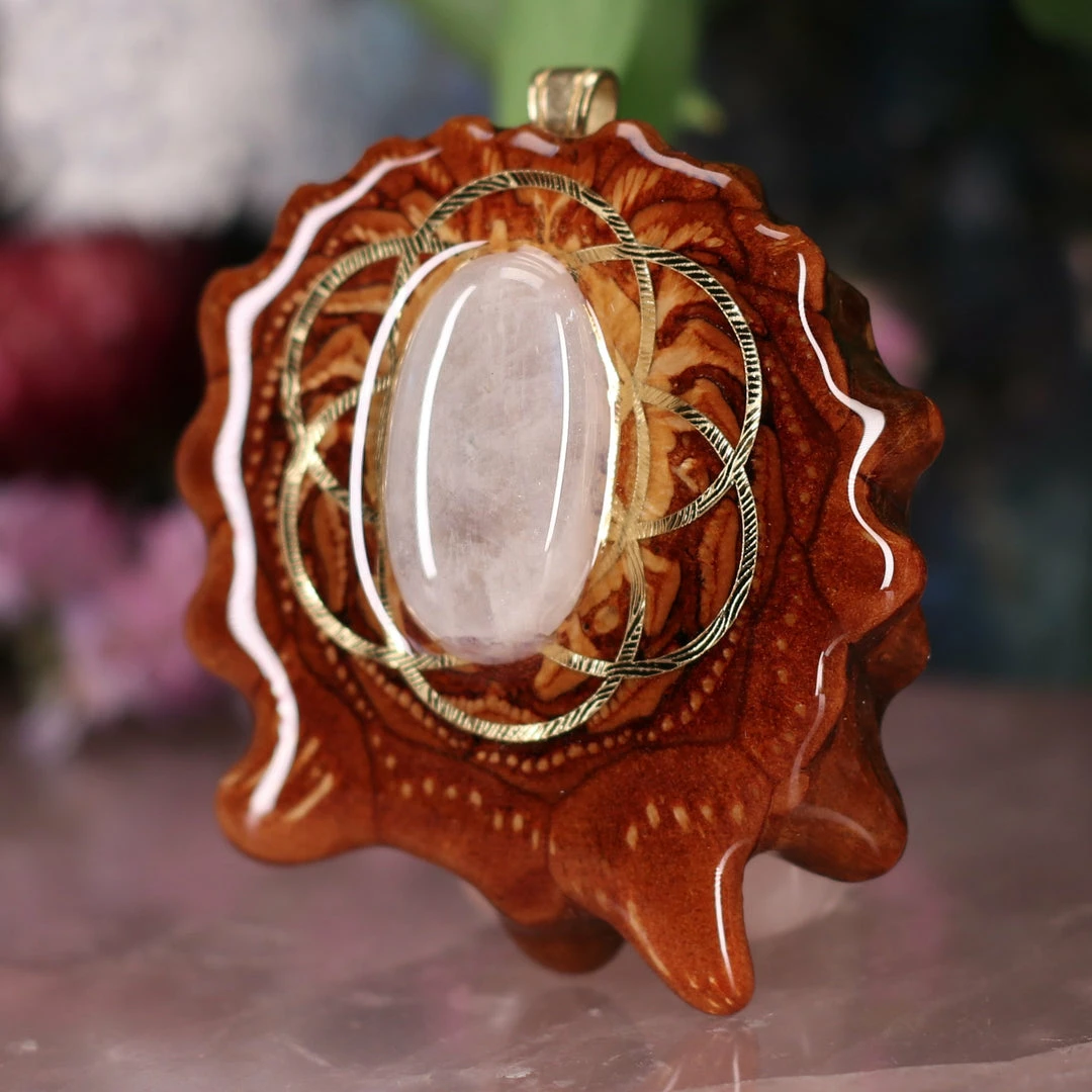 TEP Moonstone With Gold Seed Of Life 4 TEP Moonstone With Gold Seed Of Life